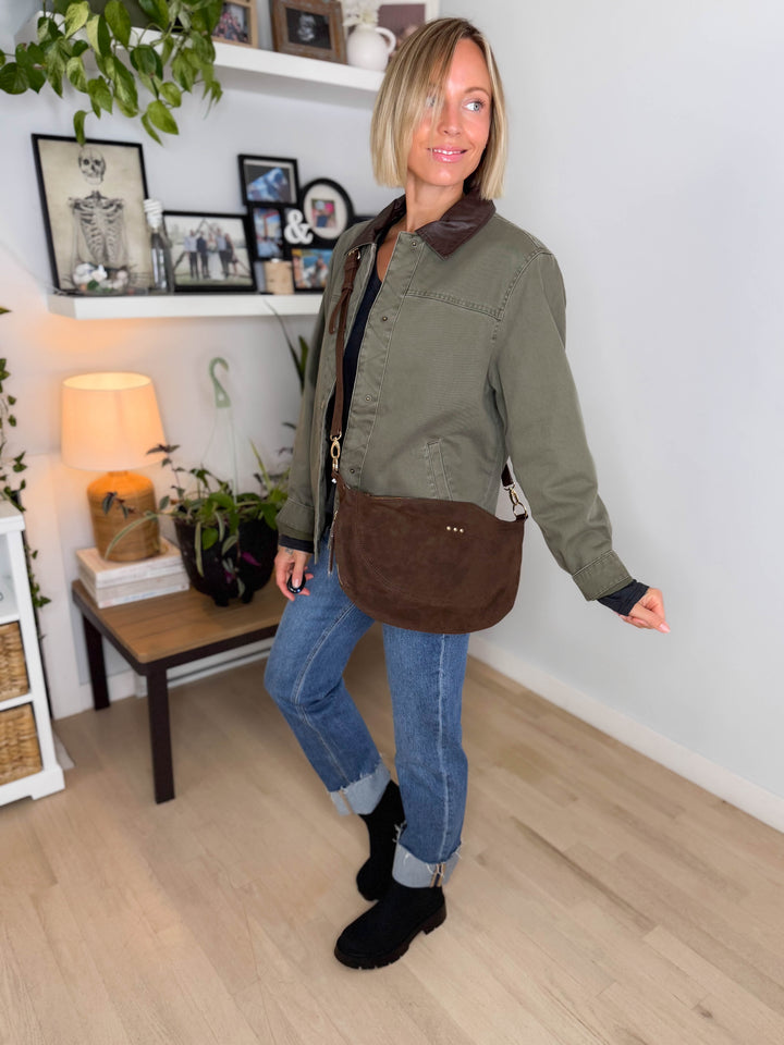 Netty Suede Crossbody- CHOCOLATE