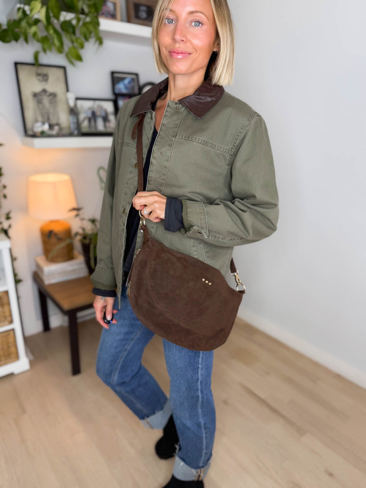 Netty Suede Crossbody- CHOCOLATE