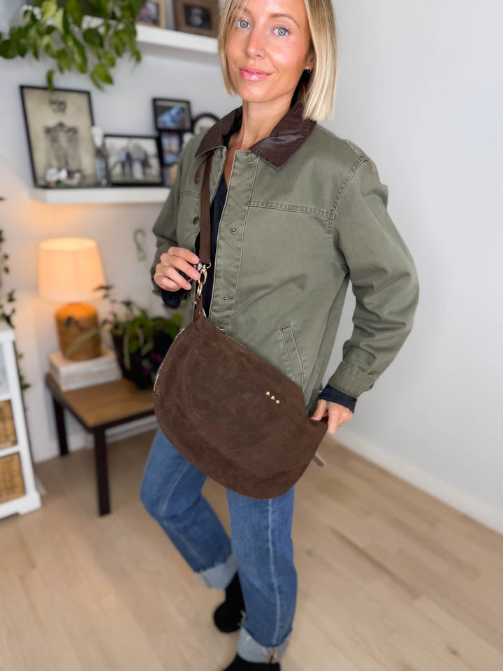 Netty Suede Crossbody- CHOCOLATE