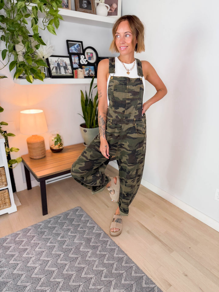 Sun Gypsy Barrel Overalls- CAMO
