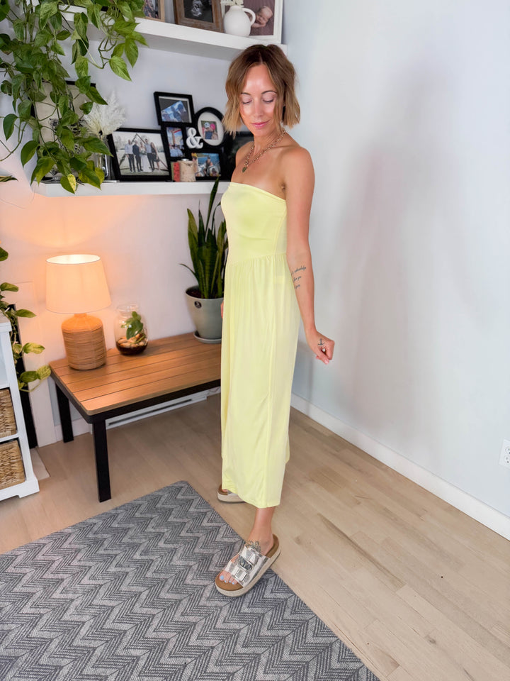 Aenea Strapless Jumpsuit- LEMON