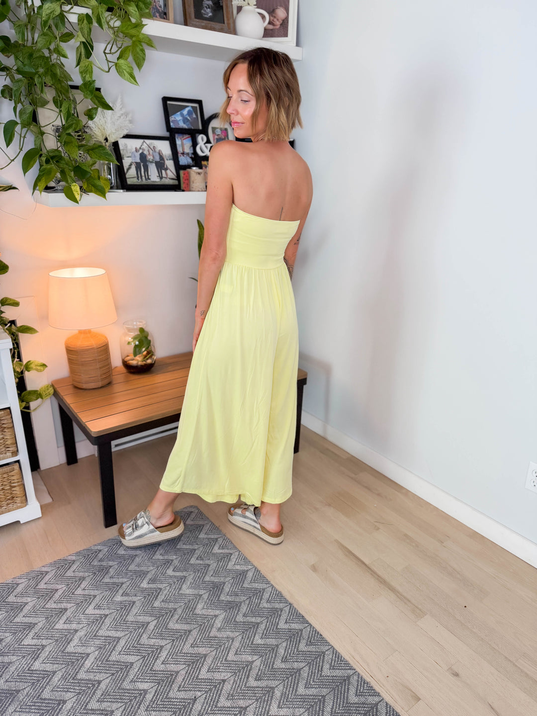 Aenea Strapless Jumpsuit- LEMON