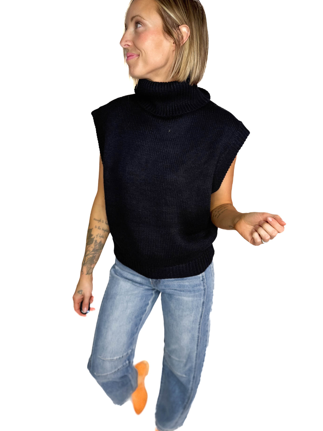 Shonna Sweater Top- BLACK