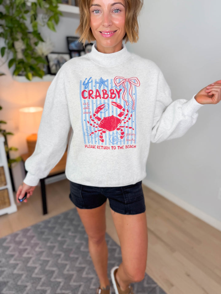 Crabby Beach Pullover- LIGHT HTHR GREY