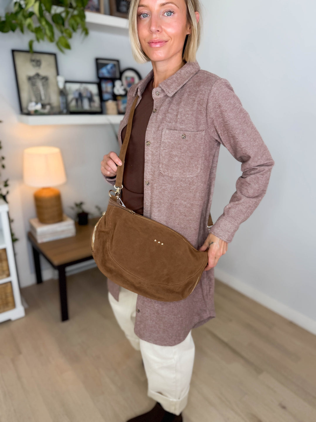 Netty Suede Crossbody- CAMEL