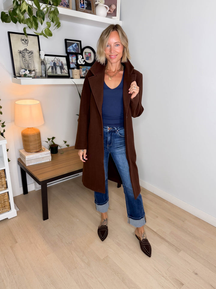 Burwood Collared Coat- CHOCOLATE