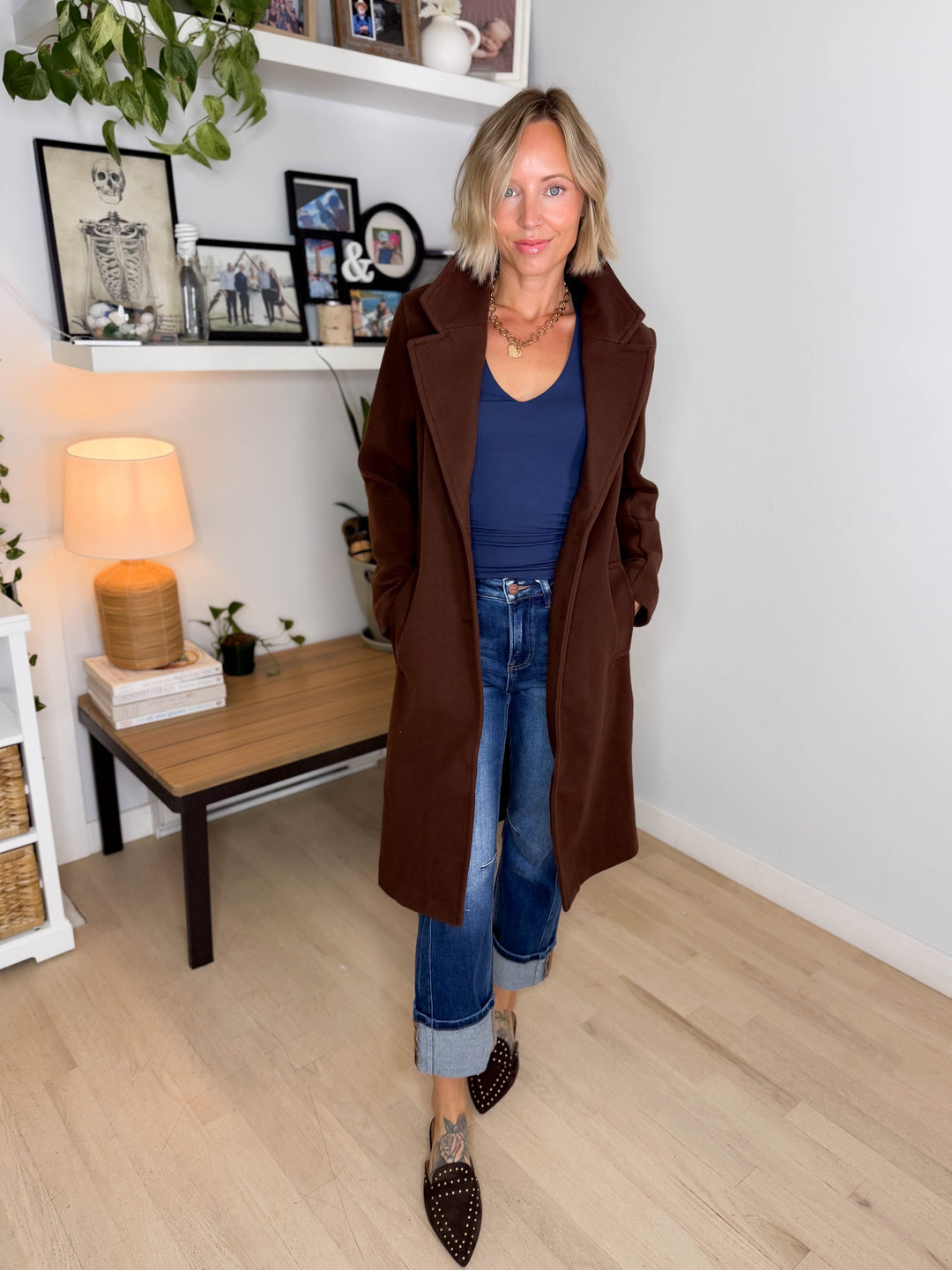 Burwood Collared Coat- CHOCOLATE