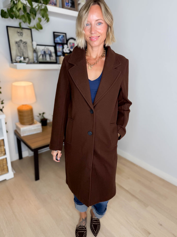 Burwood Collared Coat- CHOCOLATE