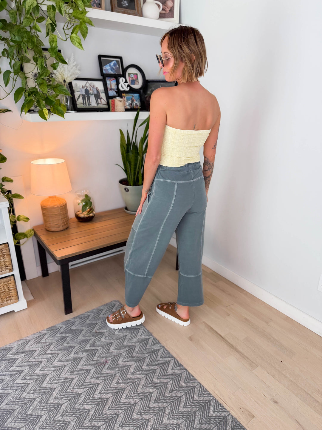 Vertical Textured Tube Top- PALE BANANA