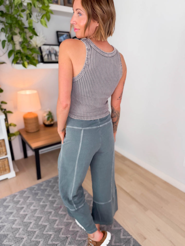 Vintage Wide Ribbed Tank Top- VINTAGE OAK
