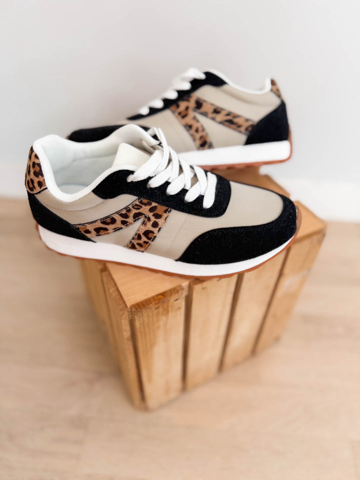 Joel Leopard Sneaker- BLACK