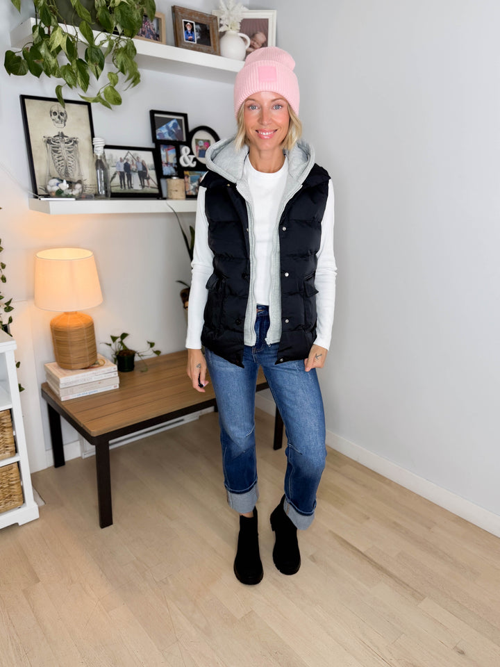 Bradlee Hoodie Vest- BLACK