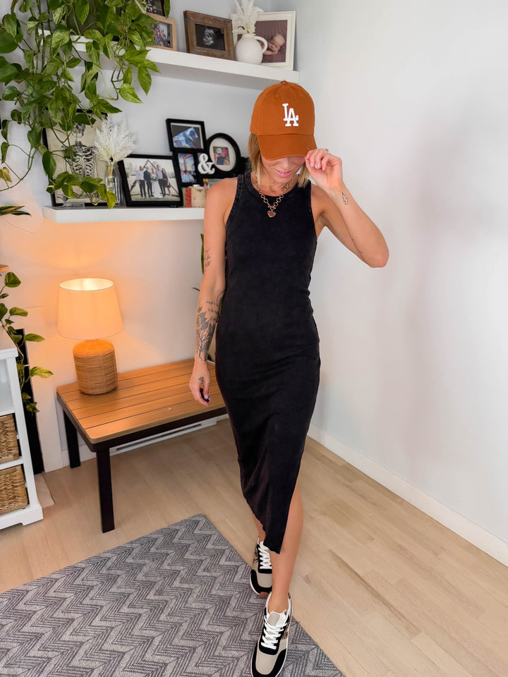 Patricia Ribbed Midi Dress- BLACK