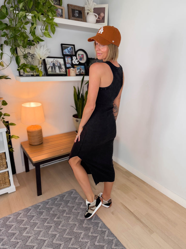 Patricia Ribbed Midi Dress- BLACK