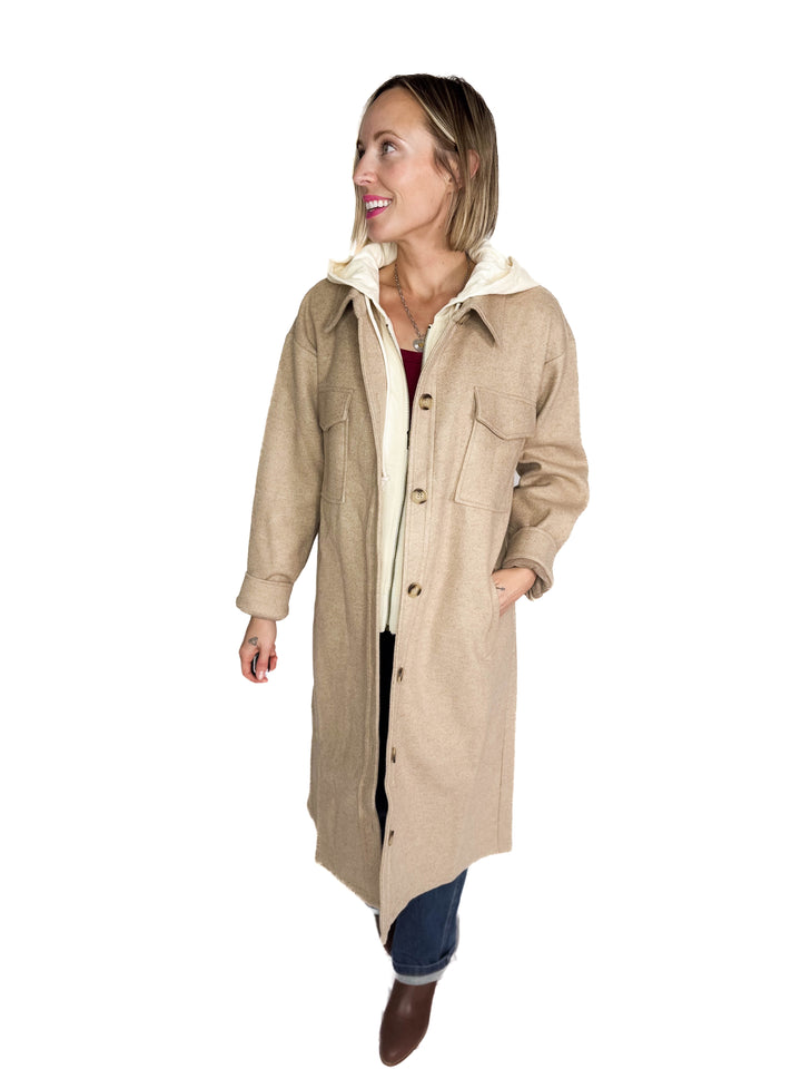 Evergreen Twofer Hoodie Jacket- LATTE-FINAL SALE *L*