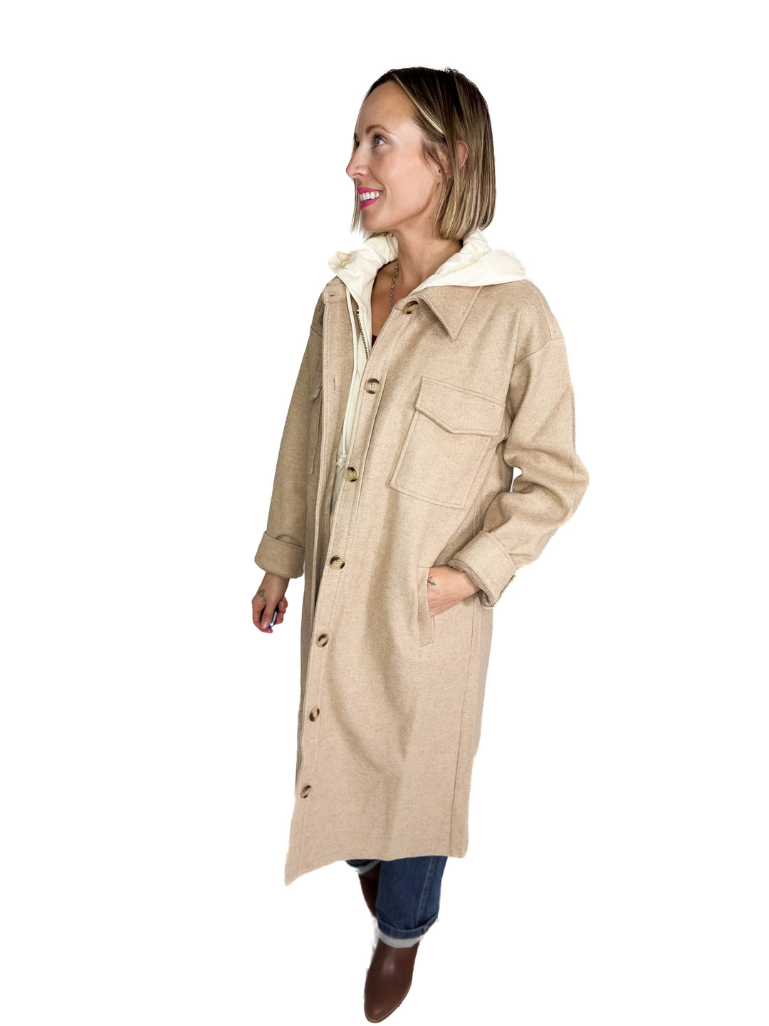 Evergreen Twofer Hoodie Jacket- LATTE-FINAL SALE *L*