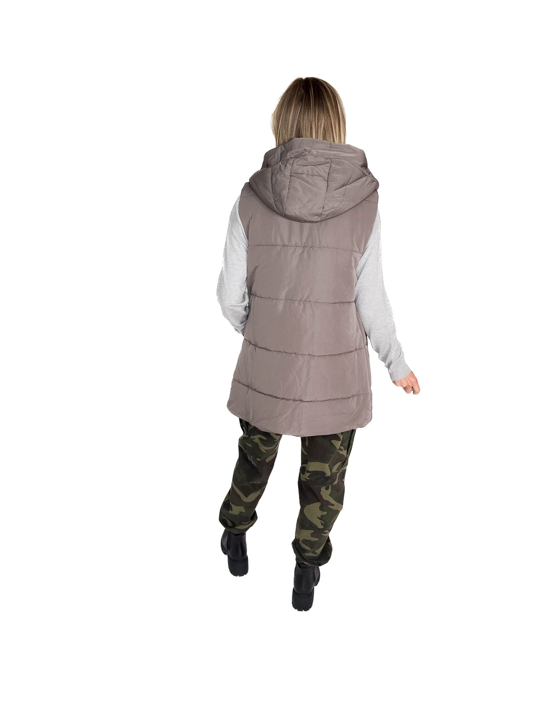 Frost + Fizz Puffer Vest- GUN METAL