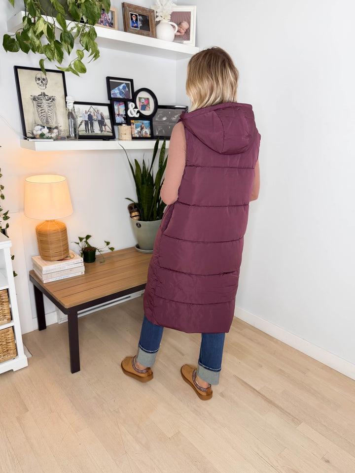 ONLY Jackson Long Puffer Vest-FUDGE