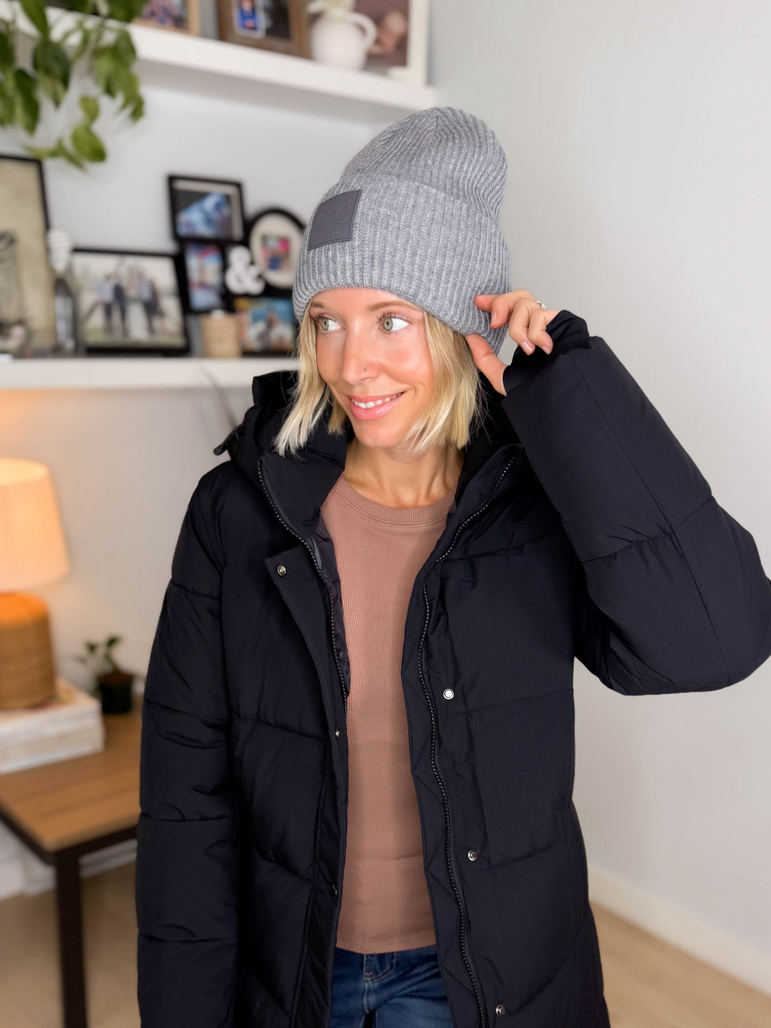 CC Soft Ribbed Beanie- LIGHT MELANGE GREY