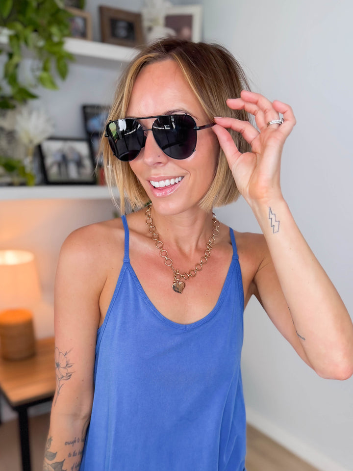 DAX Shay Polarized Aviator- BLACK