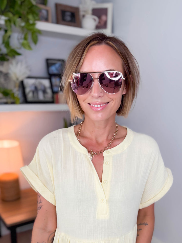 DAX Shay Polarized Aviator- ROSE GOLD