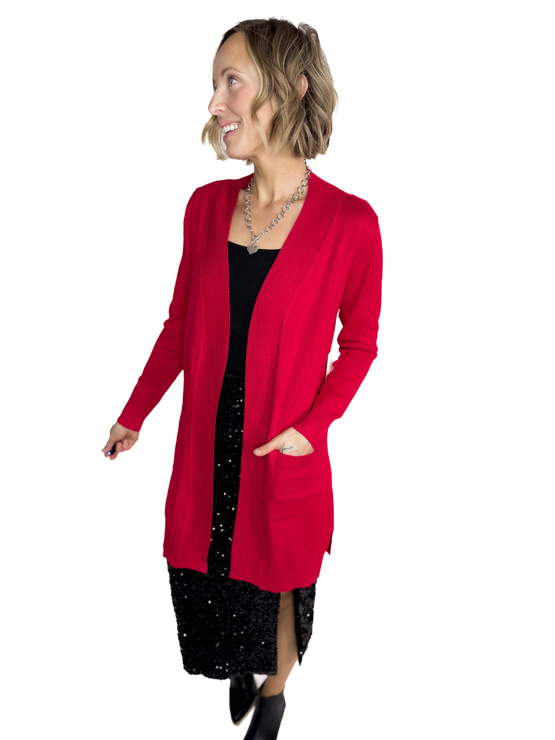 Birchwood Classic Pocket Cardigan- RED