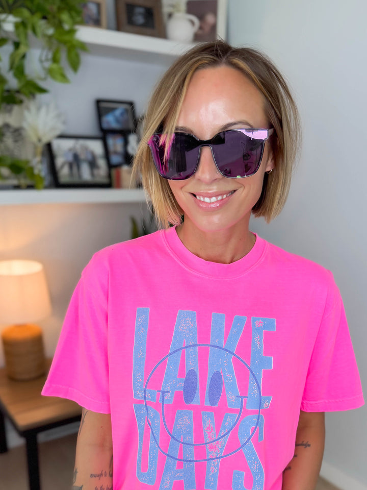 DAX Cam Large Square Sunglasses- HOT PINK