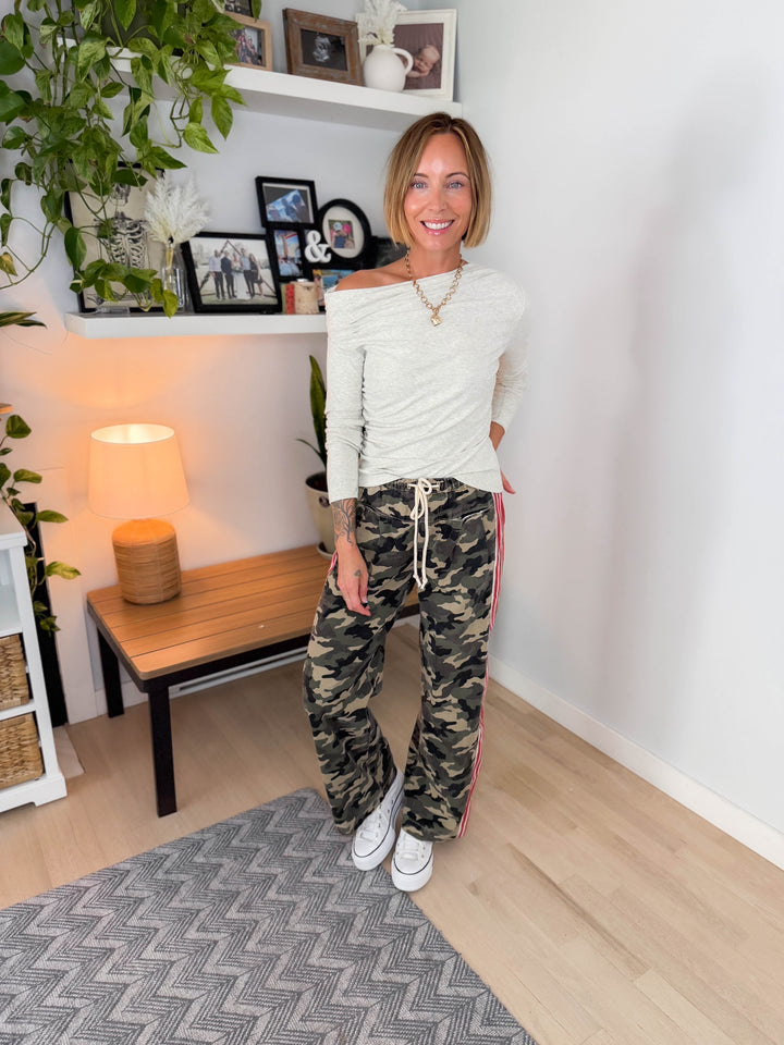 Oprah Jersey Asymmetrical Long Sleeve- OATMEAL