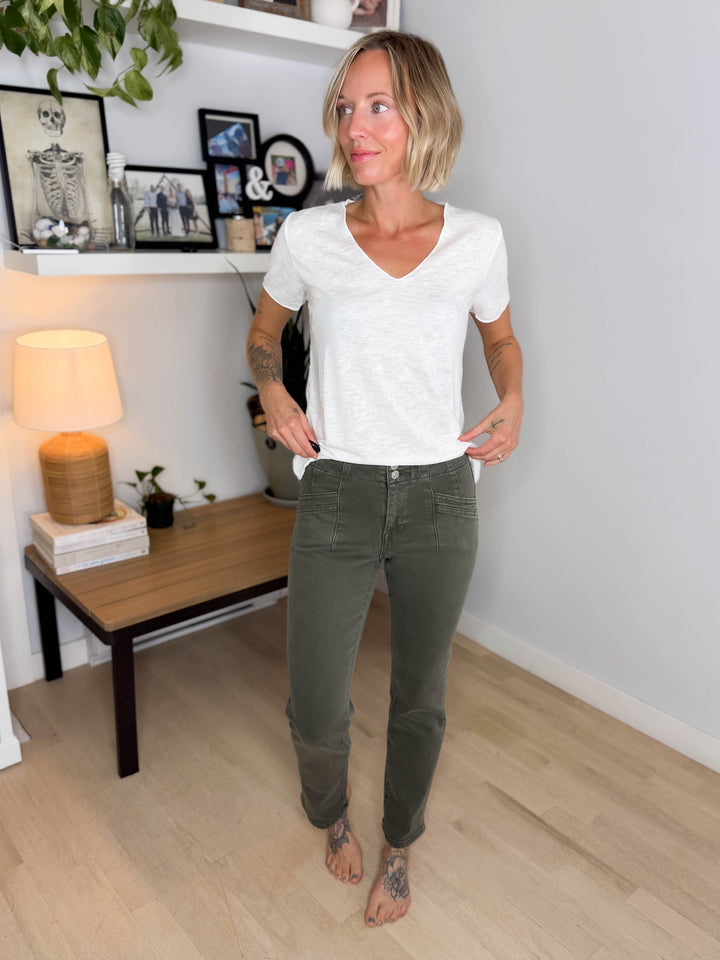 Mica Havena Mid-Rise Straight Leg Jean- GREEN