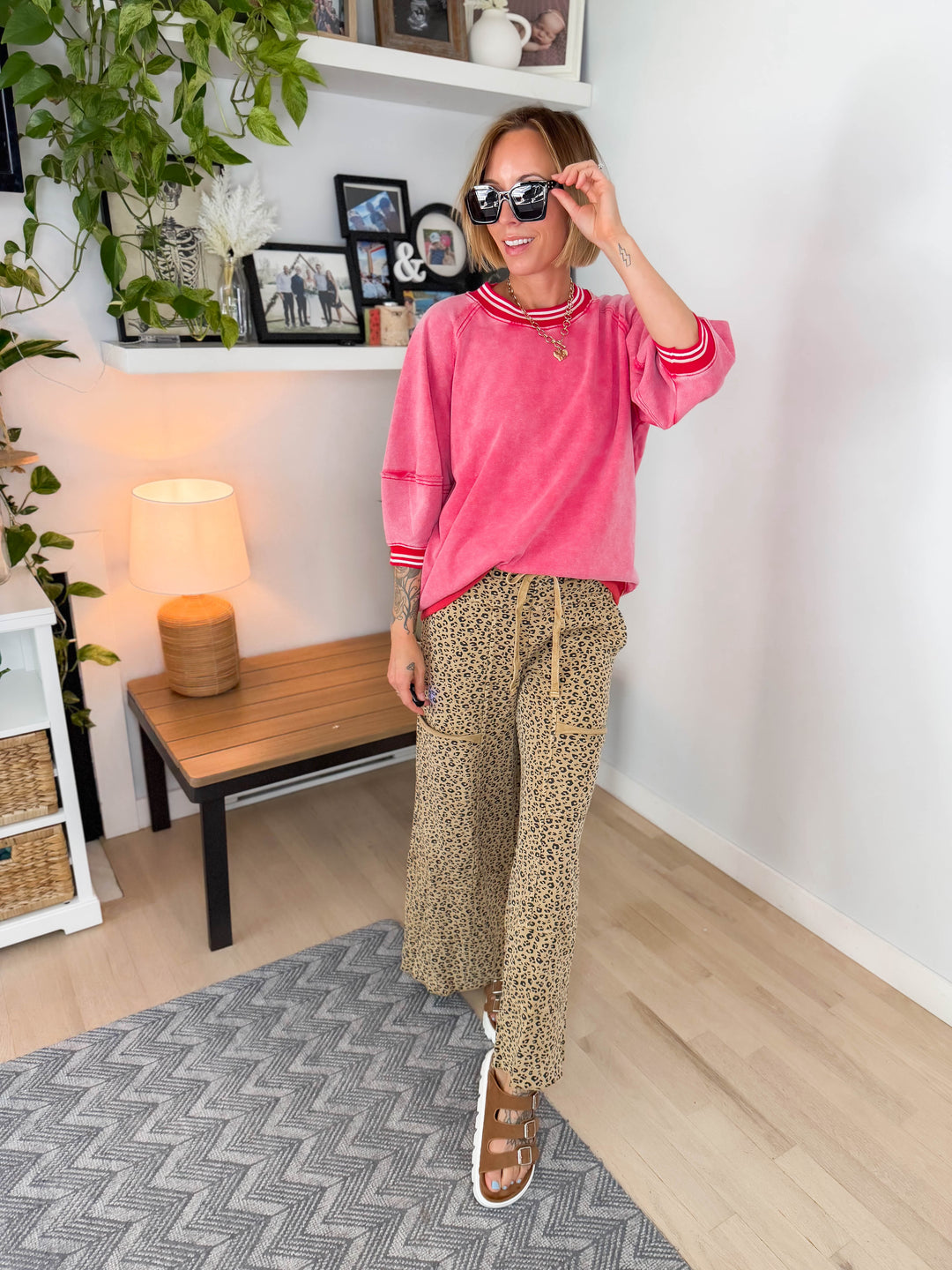 Alaina 1/2 Sleeve Pullover- BOHO RED