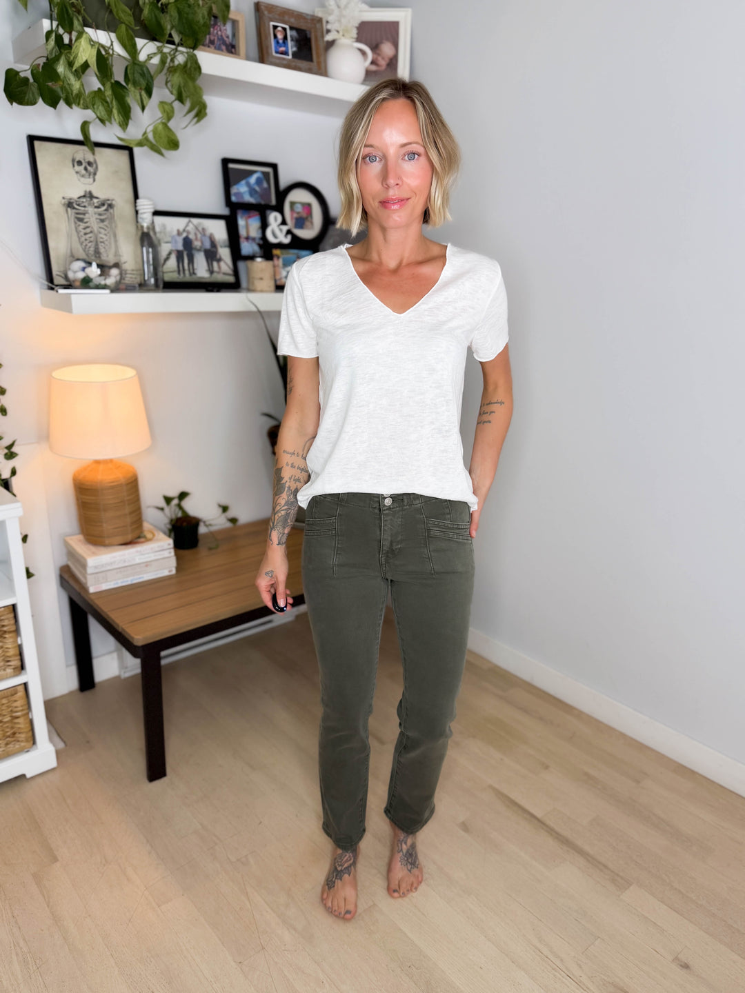 Mica Havena Mid-Rise Straight Leg Jean- GREEN
