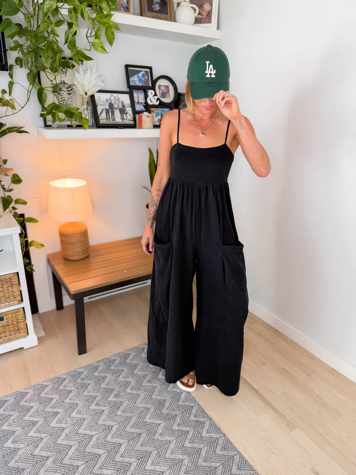 Rowyn Wide Leg Jumpsuit- BLACK