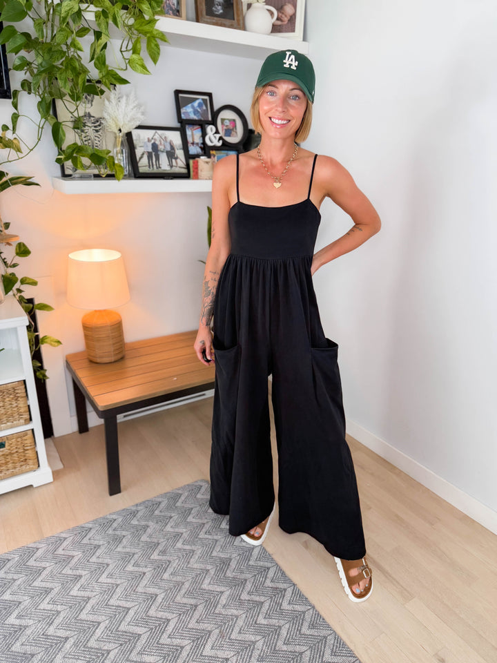 Rowyn Wide Leg Jumpsuit- BLACK