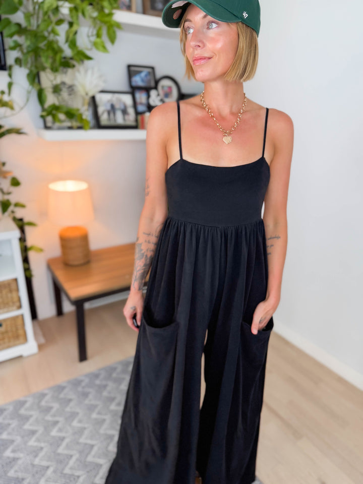 Rowyn Wide Leg Jumpsuit- BLACK