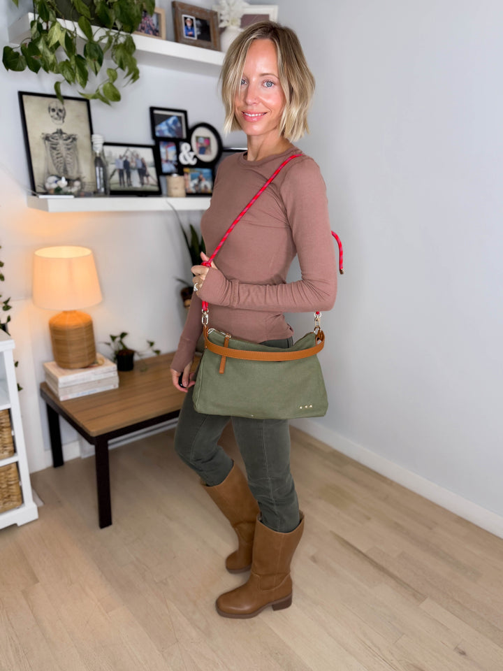 Cosette Canvas Shoulder Bag- OLIVE