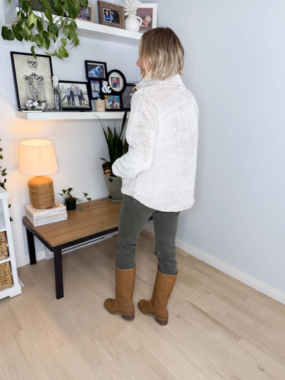 MICHELLE MAE Ryan 1/4 Zip Sherpa- CAMEL