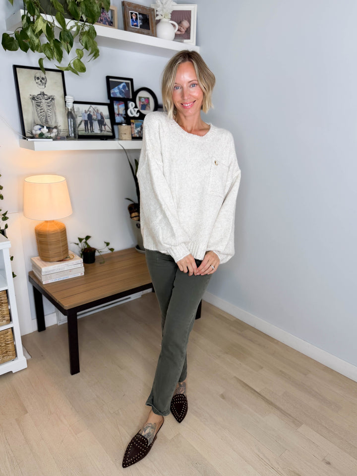 Courtland Pocket Sweater- OATMEAL