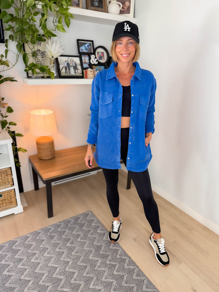 MONO B Valerie Snap on Shacket- DEEP INDIGO