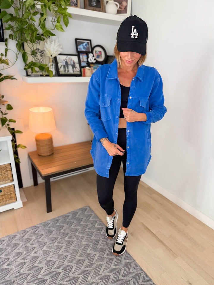 MONO B Valerie Snap on Shacket- DEEP INDIGO