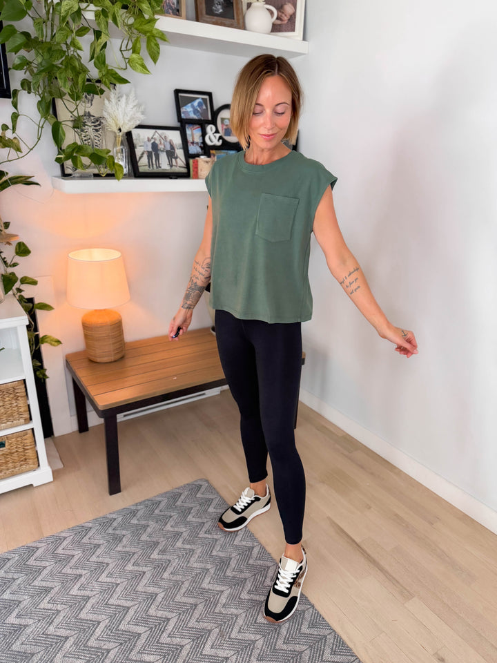 Mono B Sunkissed Pima Cotton Tee- ELDERGREEN