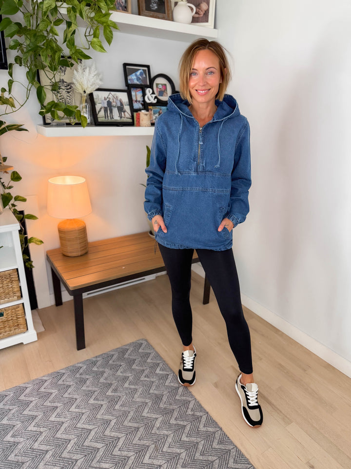Bex Denim Hoodie Jacket- MEDIUM WASH