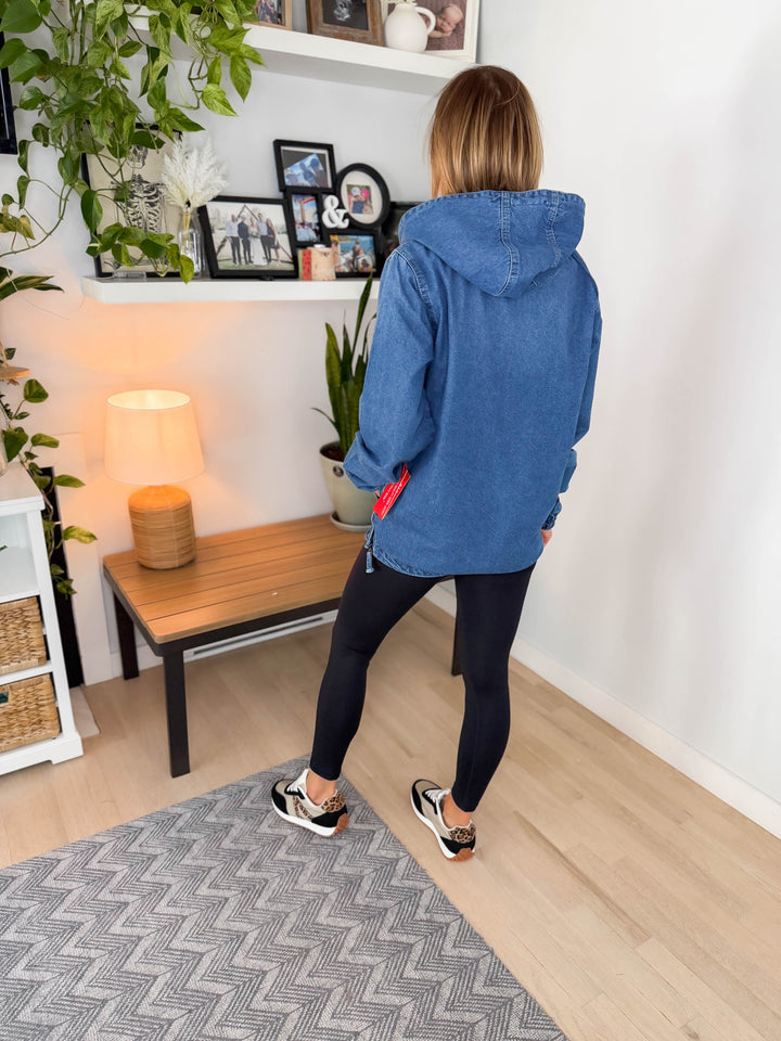 Bex Denim Hoodie Jacket- MEDIUM WASH