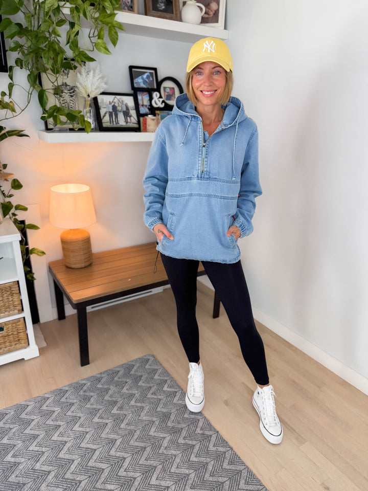 Bex Denim Hoodie Jacket- LIGHT WASH