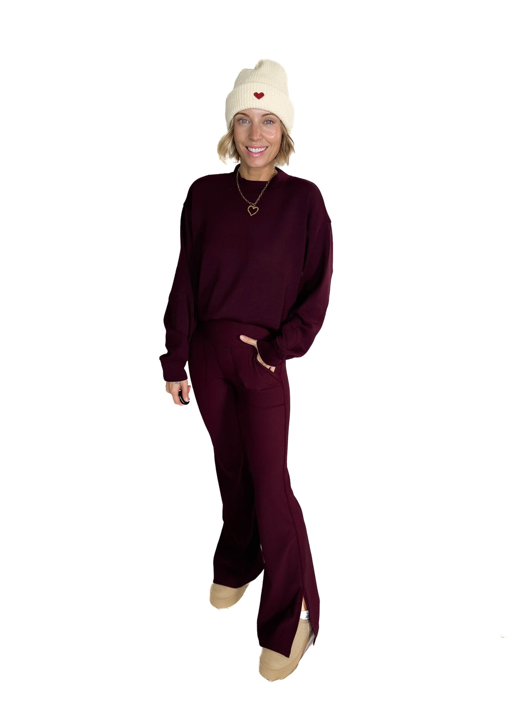 Everett Modal Pullover- DARK CHERRY