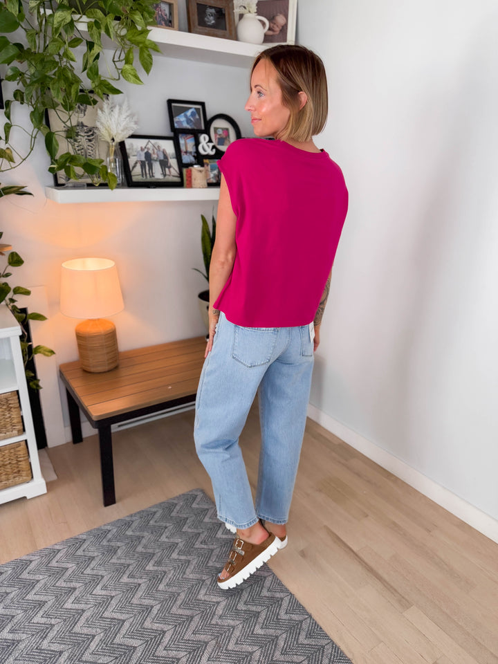 Mono B Sunkissed Pima Cotton Tee- PLUM PINK