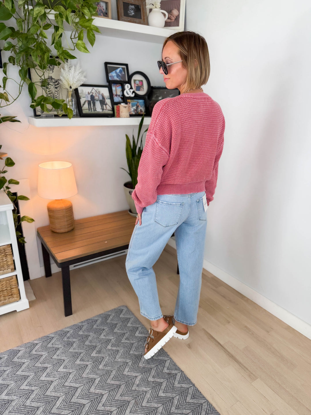 Season Mineral Washed Cardigan- PALE MAUVE