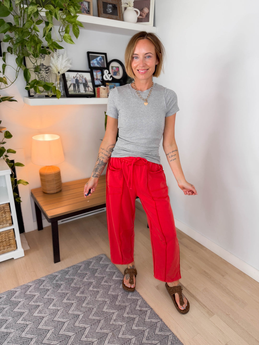 Mono B Melanie Ribbed Built In Bra Tee- HEATHER GREY