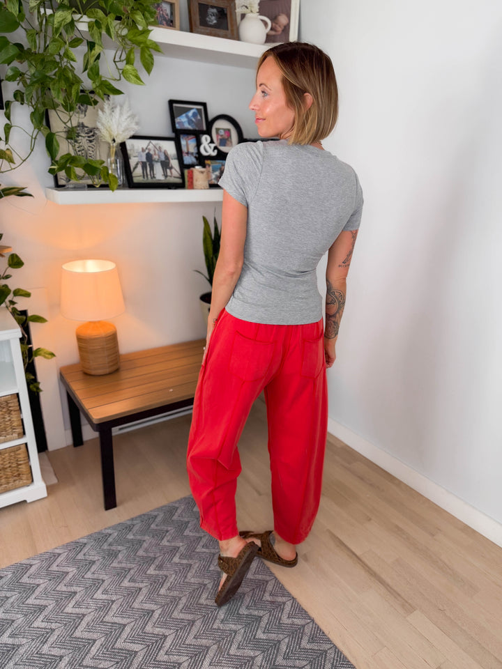 Mono B Melanie Ribbed Built In Bra Tee- HEATHER GREY