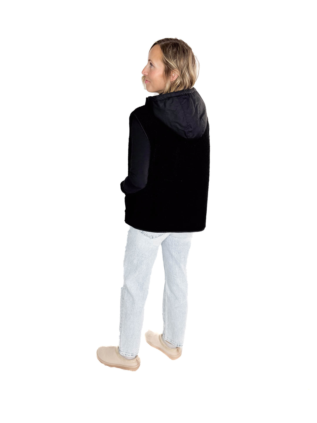 Morning Frost Sherpa Fleece Vest- BLACK