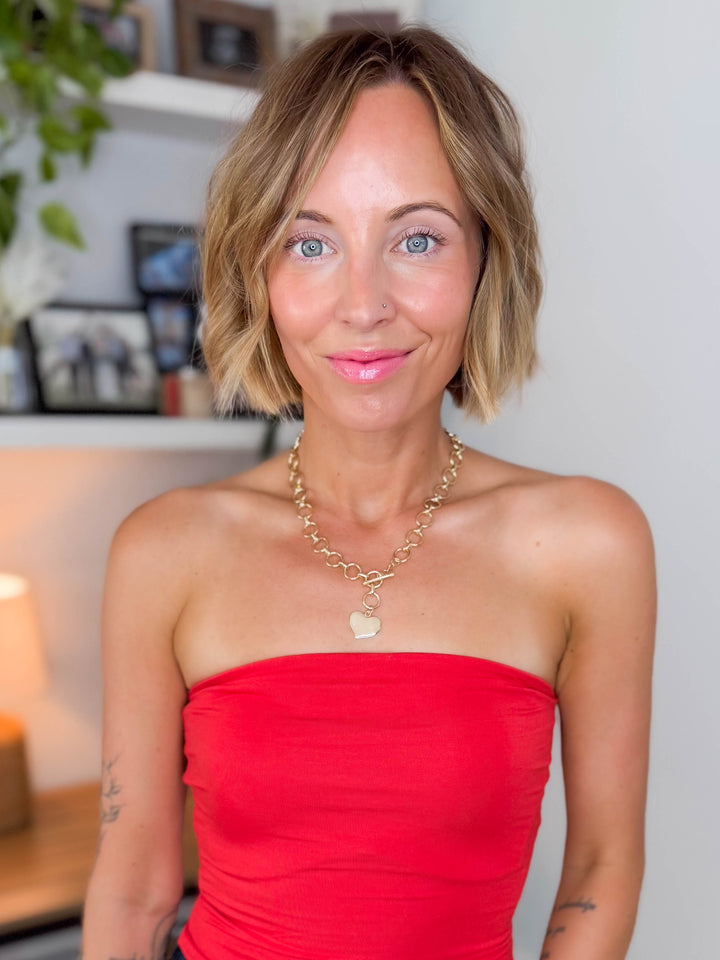 Note Worthy Heart Toggle Necklace- GOLD